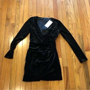 Zara velvet black wrap-like dress sz S
